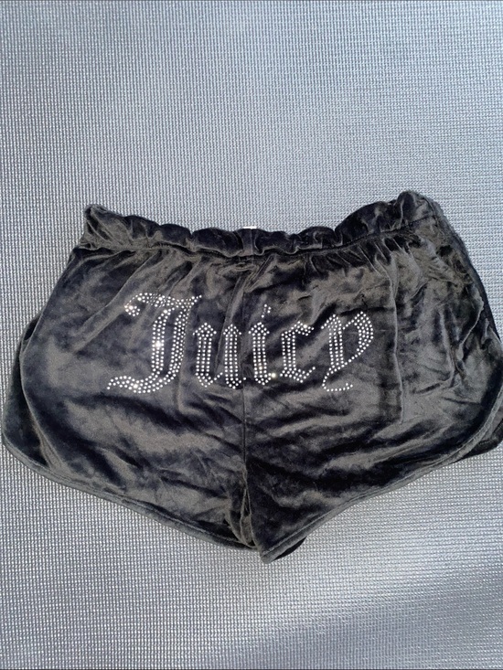 Juicy Couture Other - Juicy Couture Black Velour Rhinestone Logo Lounge Shorts